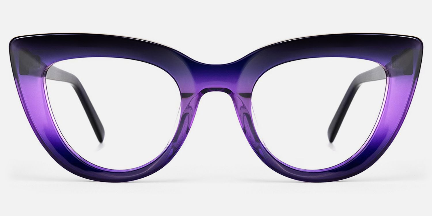 Pastora - Retro Cateye Purple Glasses by Vooglam - Angle View