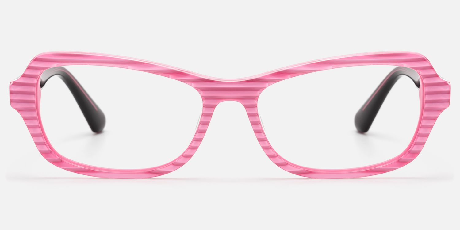 Pop - Pink And Purple Striped Bug Eye Glasses by Vooglam - Angle View