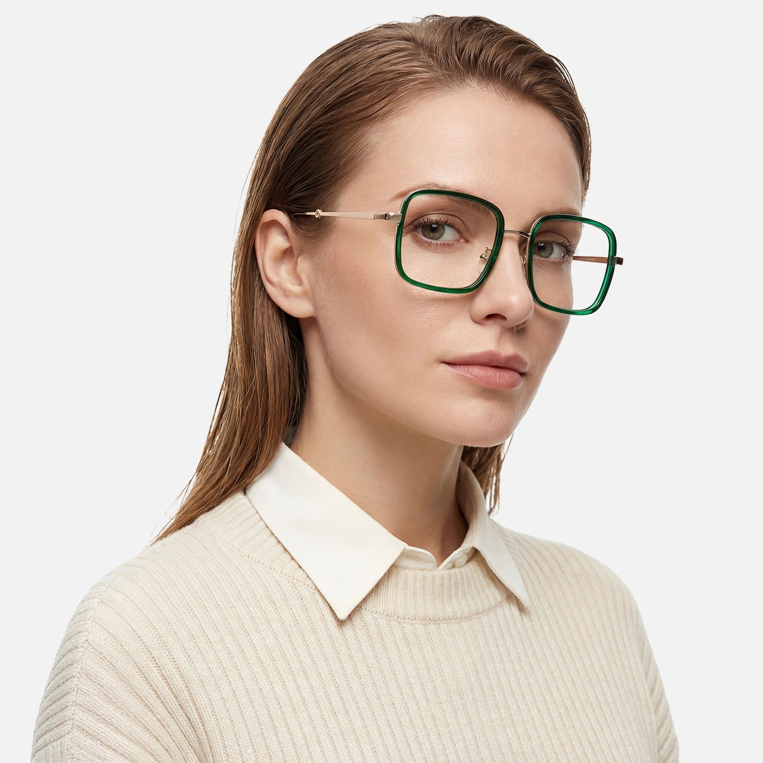 Explore the design story of Jace - Trendy Green Square Glasses Gold Temples | Vooglam
