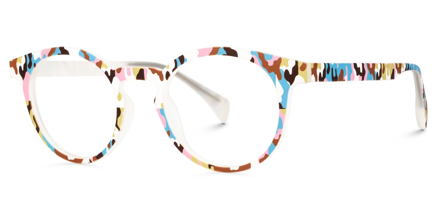 Minnie - Funky Artsy Multicolored Oval Eyeglasses | Vooglam Front View