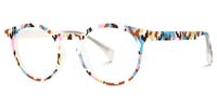 Minnie - Funky Artsy Multicolored Oval Eyeglasses | Vooglam Front View