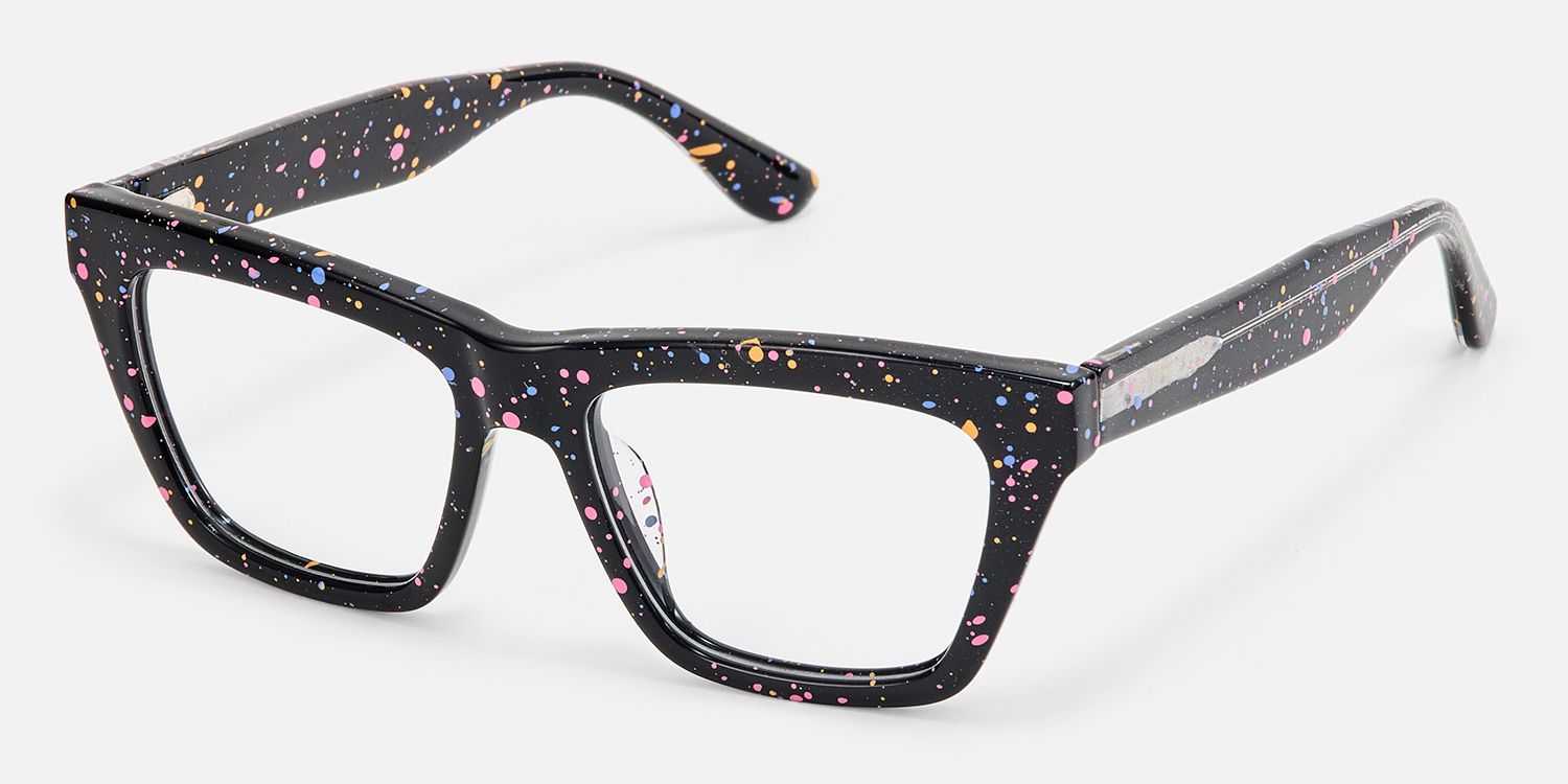 Drip - Rectangle Black Eyeglasses | Vooglam Front View
