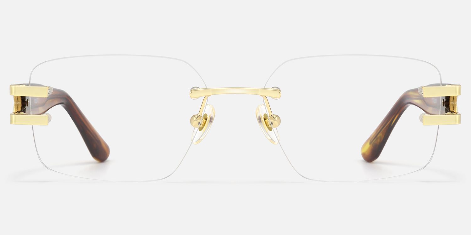 Aurum - Tortoise Rimless Rectangle Glasses | Vooglam Angle View