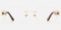Aurum - Tortoise Rimless Rectangle Glasses | Vooglam Angle View
