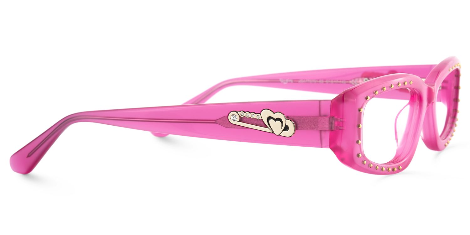 Quentin - Rectangle Pink Eyeglasses | Vooglam 4