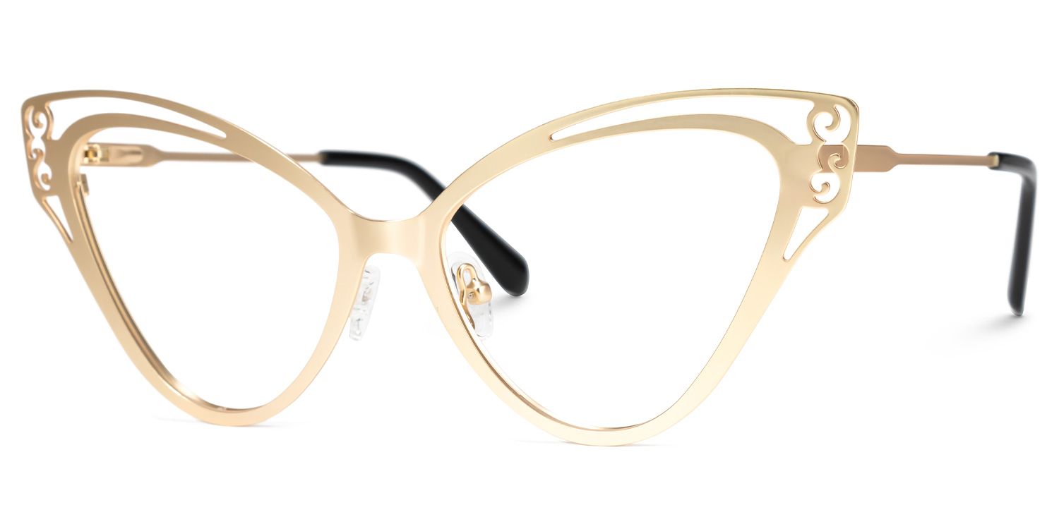 Calbhach - Cat Eye Gold Eyeglasses | Vooglam Front View