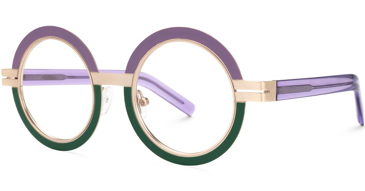 Adino - Round Purple/Green Eyeglasses | Vooglam