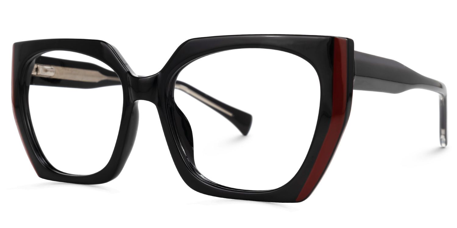 Edge - Geometric Black Eyeglasses | Vooglam Front View