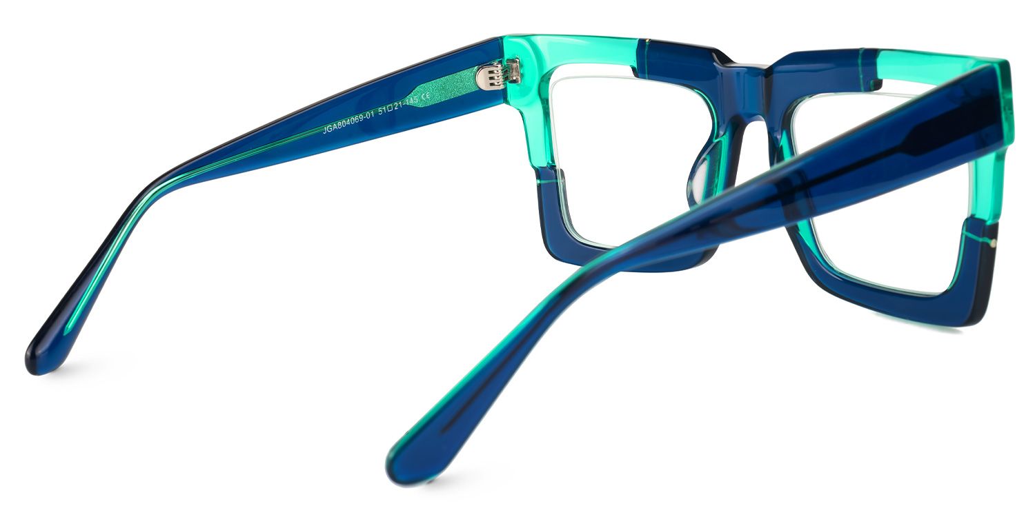 Eliora - Square Blue Eyeglasses | Vooglam Side View