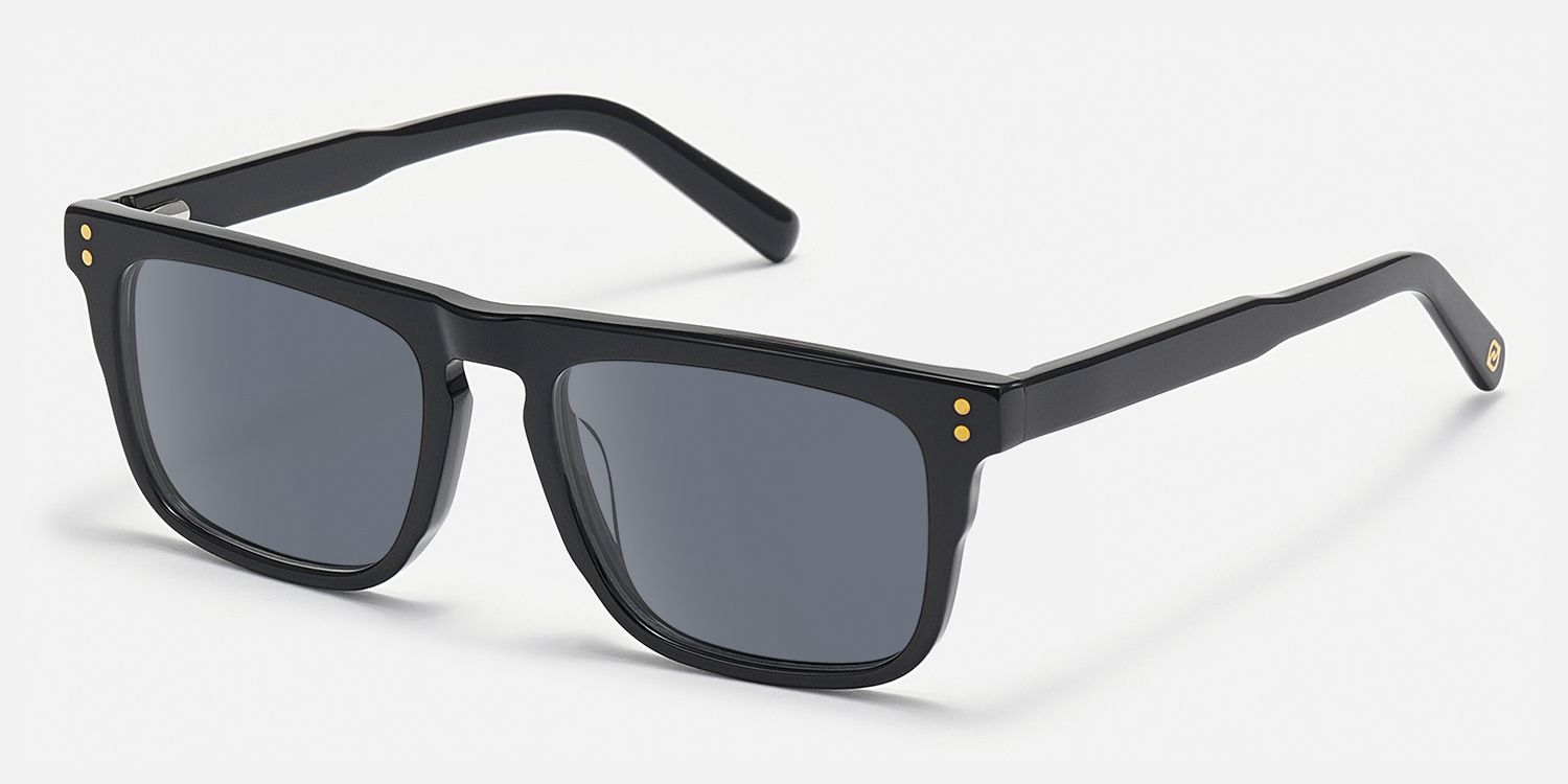 Charlotte - Rectangle Black Sunglasses | Vooglam Front View