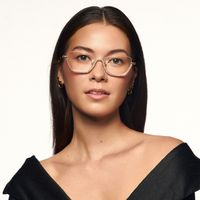 Viva - Cat Eye Gold Eyeglasses | Vooglam On Model 1
