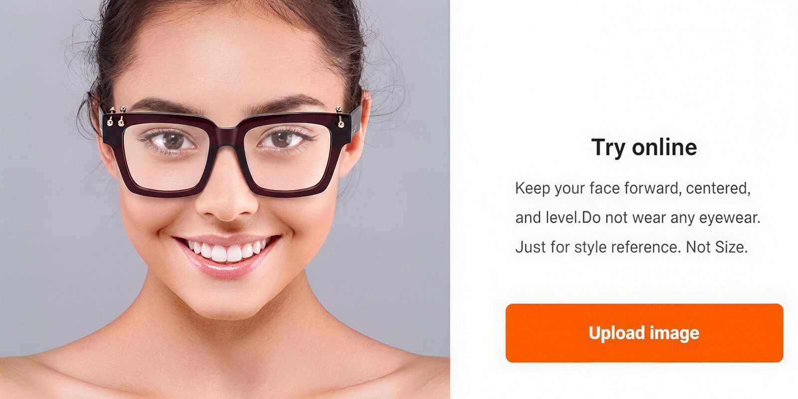 Screenshot of virtual try on glasses
