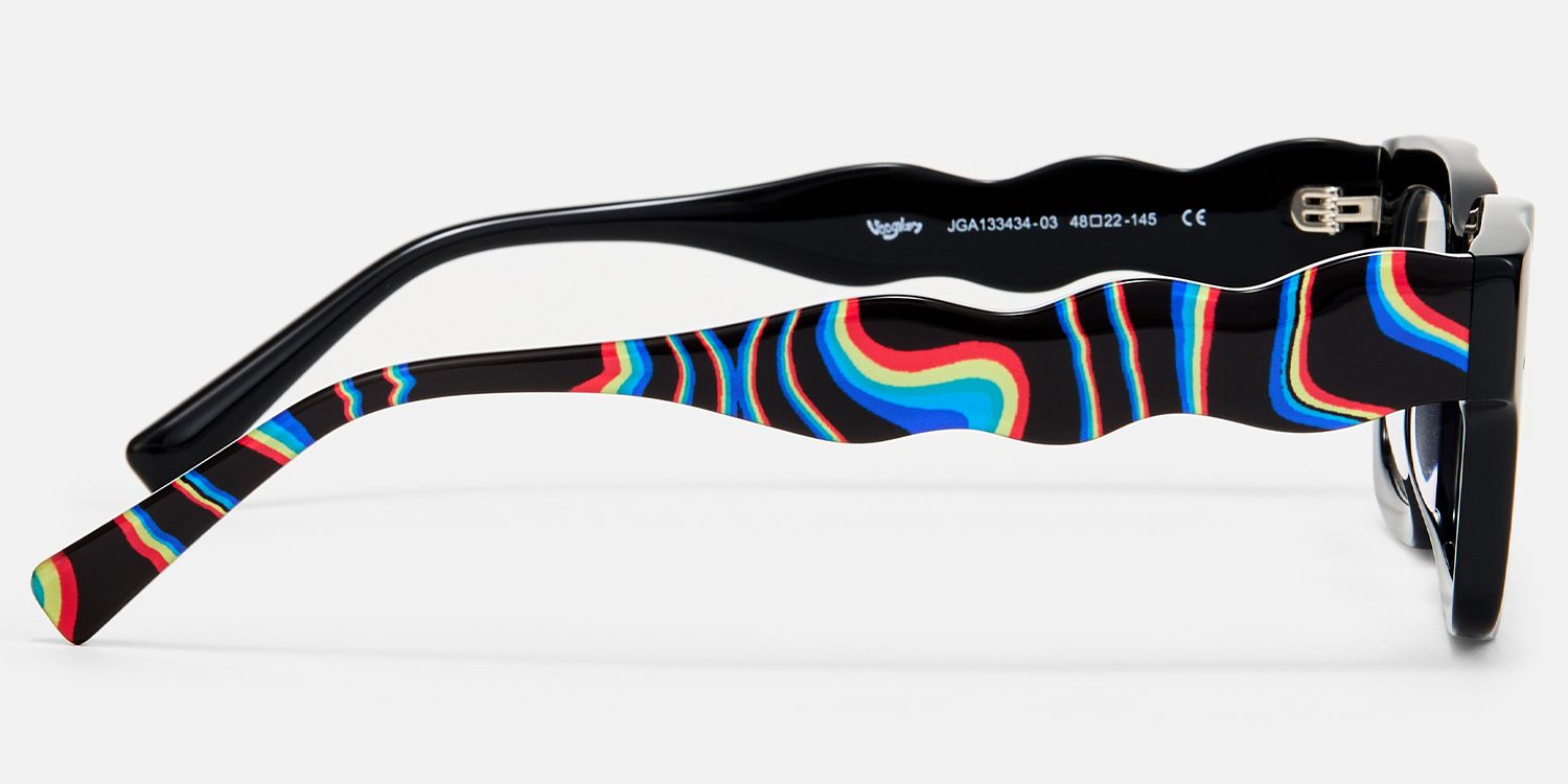 Wave - Rectangle Black Eyeglasses product detail 3