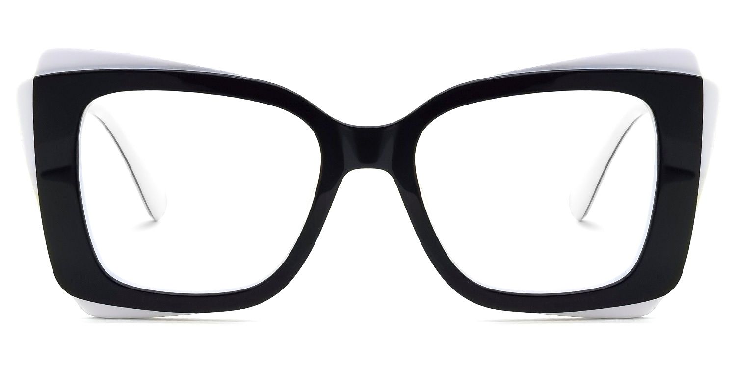 Cheyenne - Rectangle Black/White Eyeglasses | Vooglam Angle View