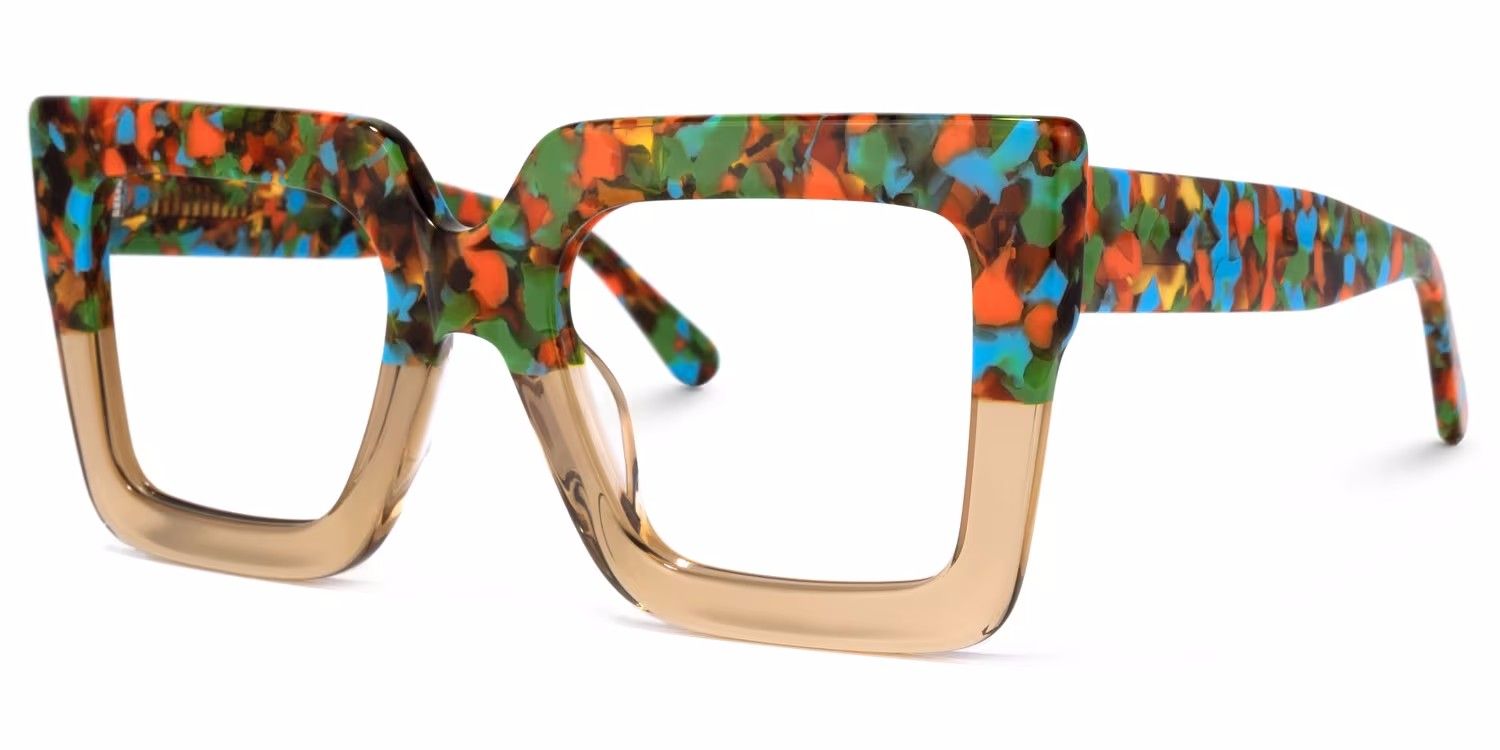 Charisse - Bold Multicolor Square Glasses Unique Design | Vooglam Front View