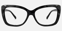 Letitia - Bold Faceted Black Rectangle Glasses | Vooglam Angle View