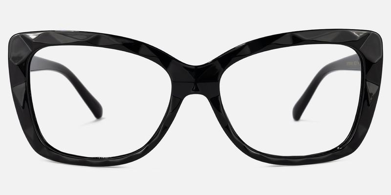 Letitia - Bold Faceted Black Rectangle Glasses
