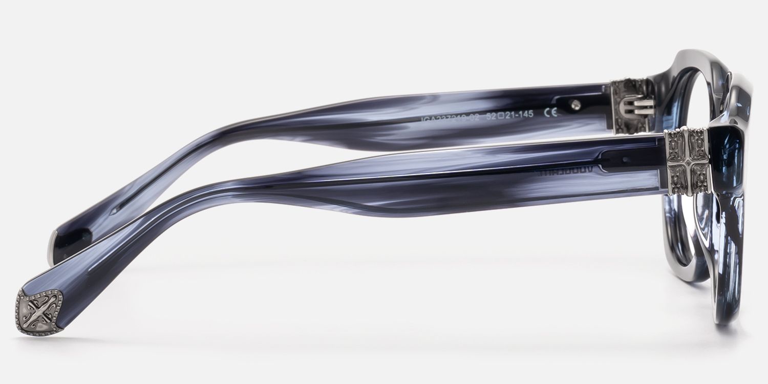 Vernon - Clear Dark Blue Fluid Texture Glasses | Vooglam Side View