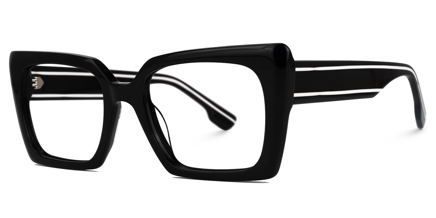 Denicia - Rectangle Black Eyeglasses | Vooglam Front View