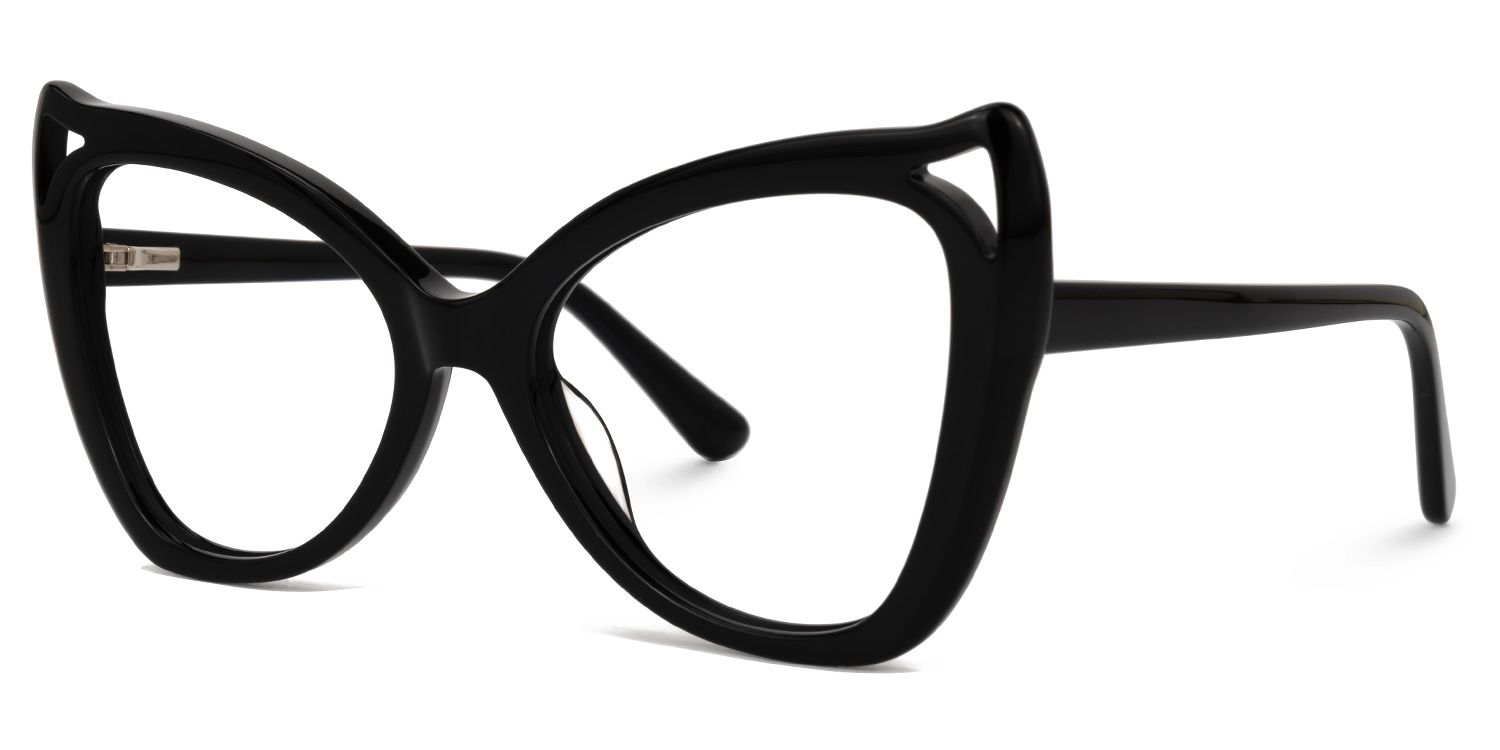 Bahadur - Cat Eye Black Eyeglasses | Vooglam Front View