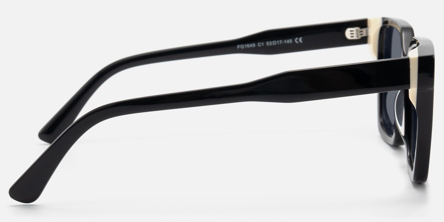 Eclipse - Square Black Sunglasses | Vooglam Side View