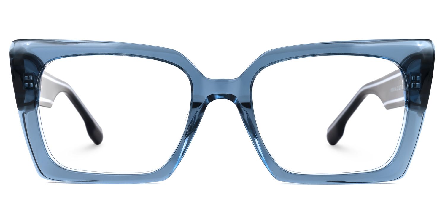 Denicia - Rectangle Blue Eyeglasses | Vooglam Angle View
