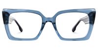 Denicia - Rectangle Blue Eyeglasses | Vooglam Angle View