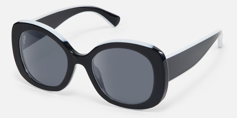 Athina - Round Black Sunglasses