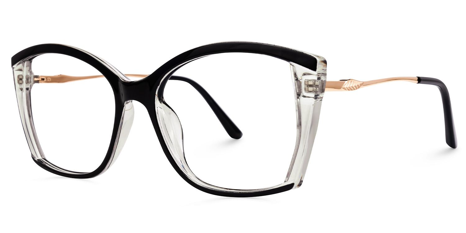 Edzia - Geometric Black Eyeglasses | Vooglam Front View