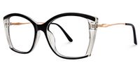 Edzia - Geometric Black Eyeglasses | Vooglam Front View