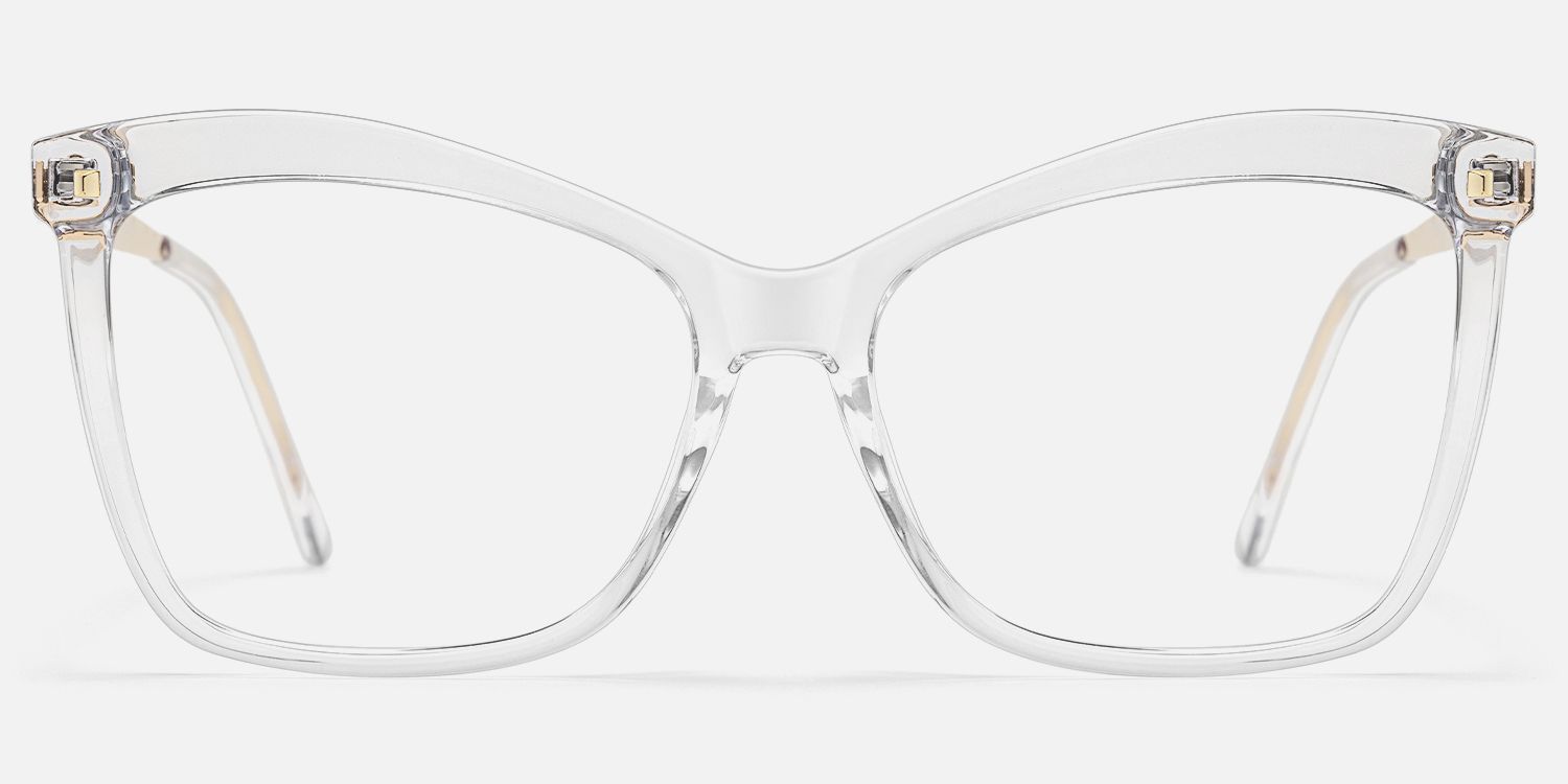 Libby - Crystal Clear Butterfly-shaped Glasses | Vooglam Angle View