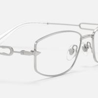 Bladework - Rectangle Silver Eyeglasses | Vooglam Design Details