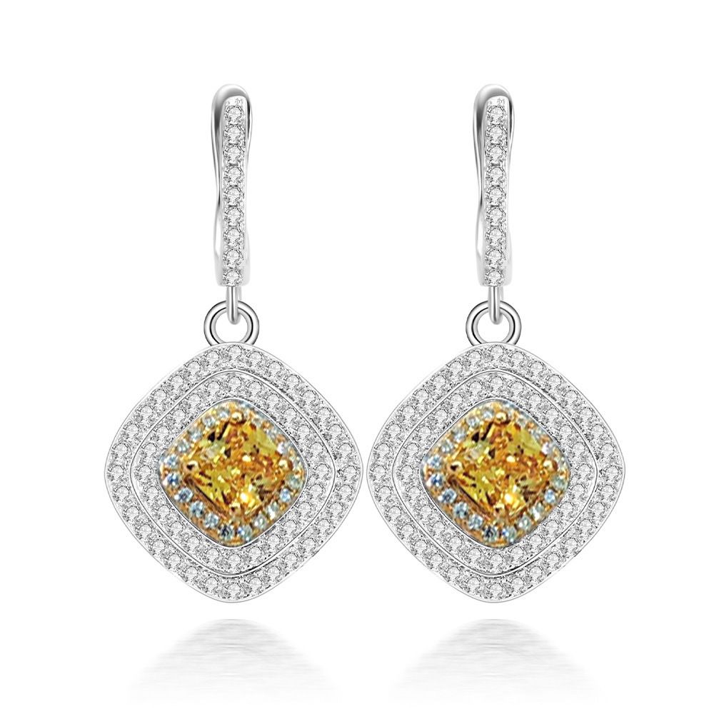 Urban Lady Fancy Yellow Rhombus Pierced Earrings Front View