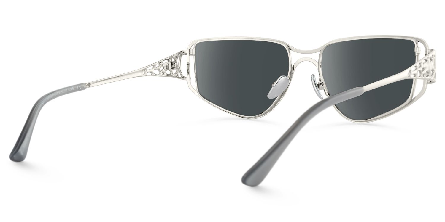 Sakina - Geometric Silver Sunglasses | Vooglam Side View