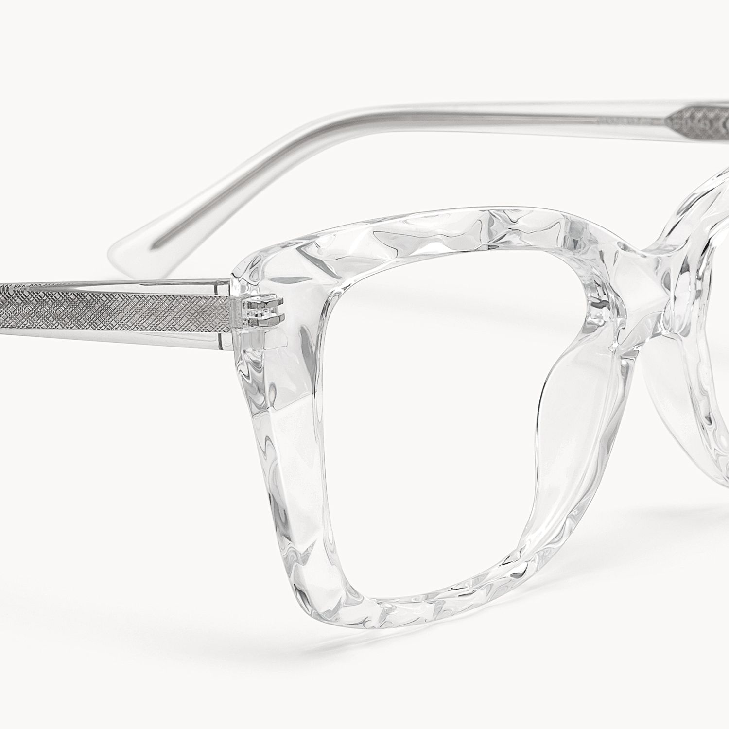 Shane - Rectangle Crystal Clear Faceted Glasses │Vooglam - Design Details