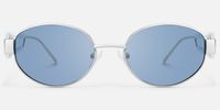 Ember - Oval Silver Sunglasses | Vooglam Angle View