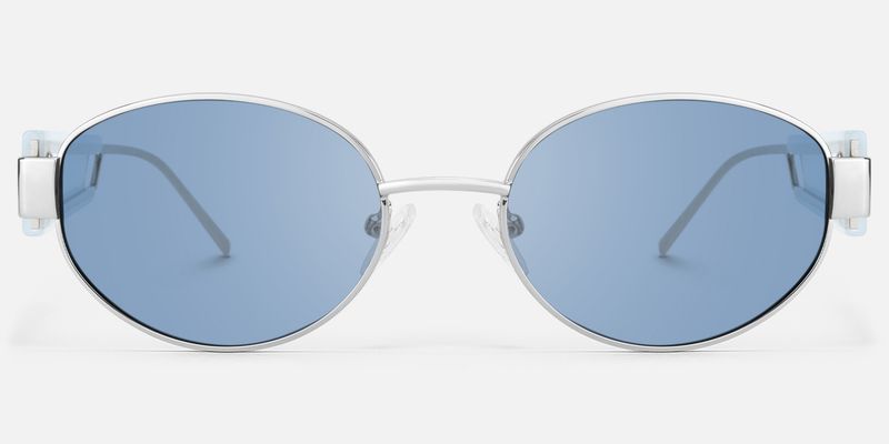 Ember - Oval Silver Sunglasses