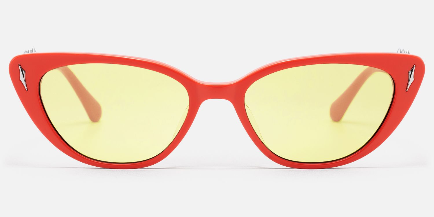As If - Red Cat Eye Yellow Tinted Glasses | Vooglam Angle View