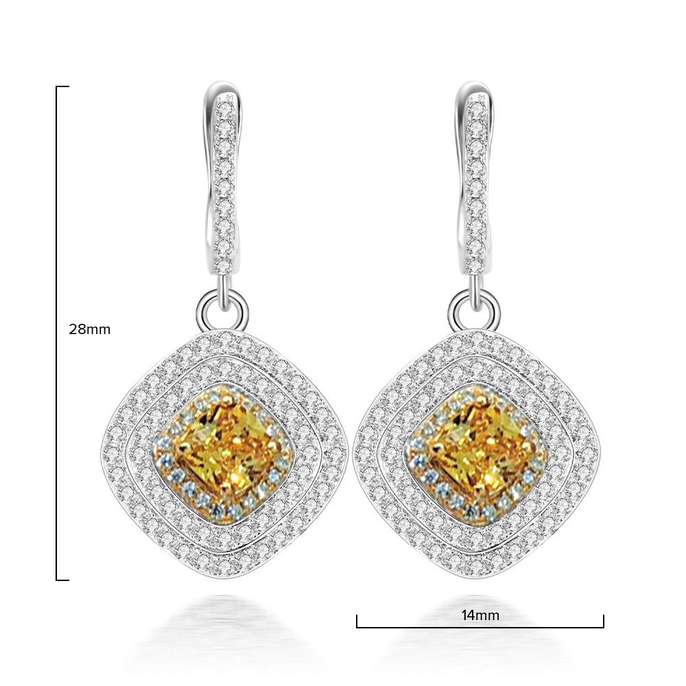 Urban Lady Fancy Yellow Rhombus Pierced Earrings Angle View