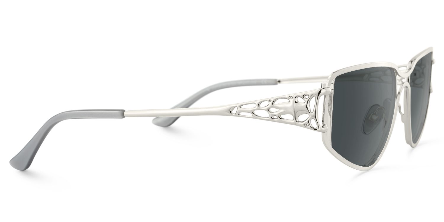 Sakina - Geometric Silver Sunglasses | Vooglam 4
