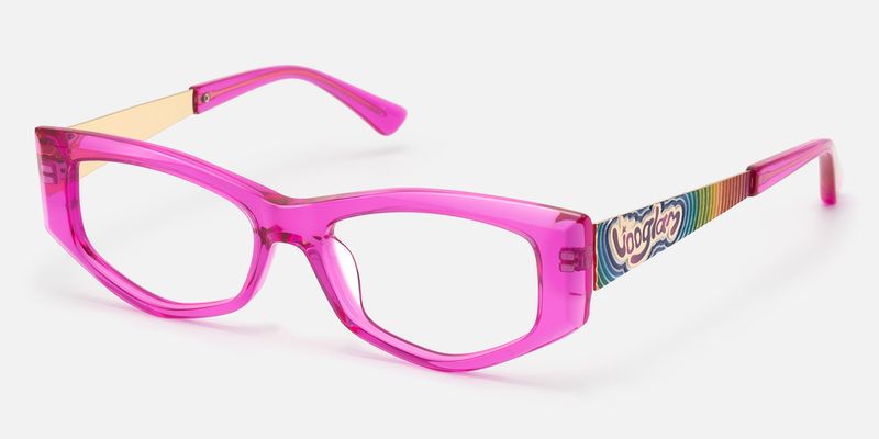 Tahiya - Geometric Pink Eyeglasses by Vooglam