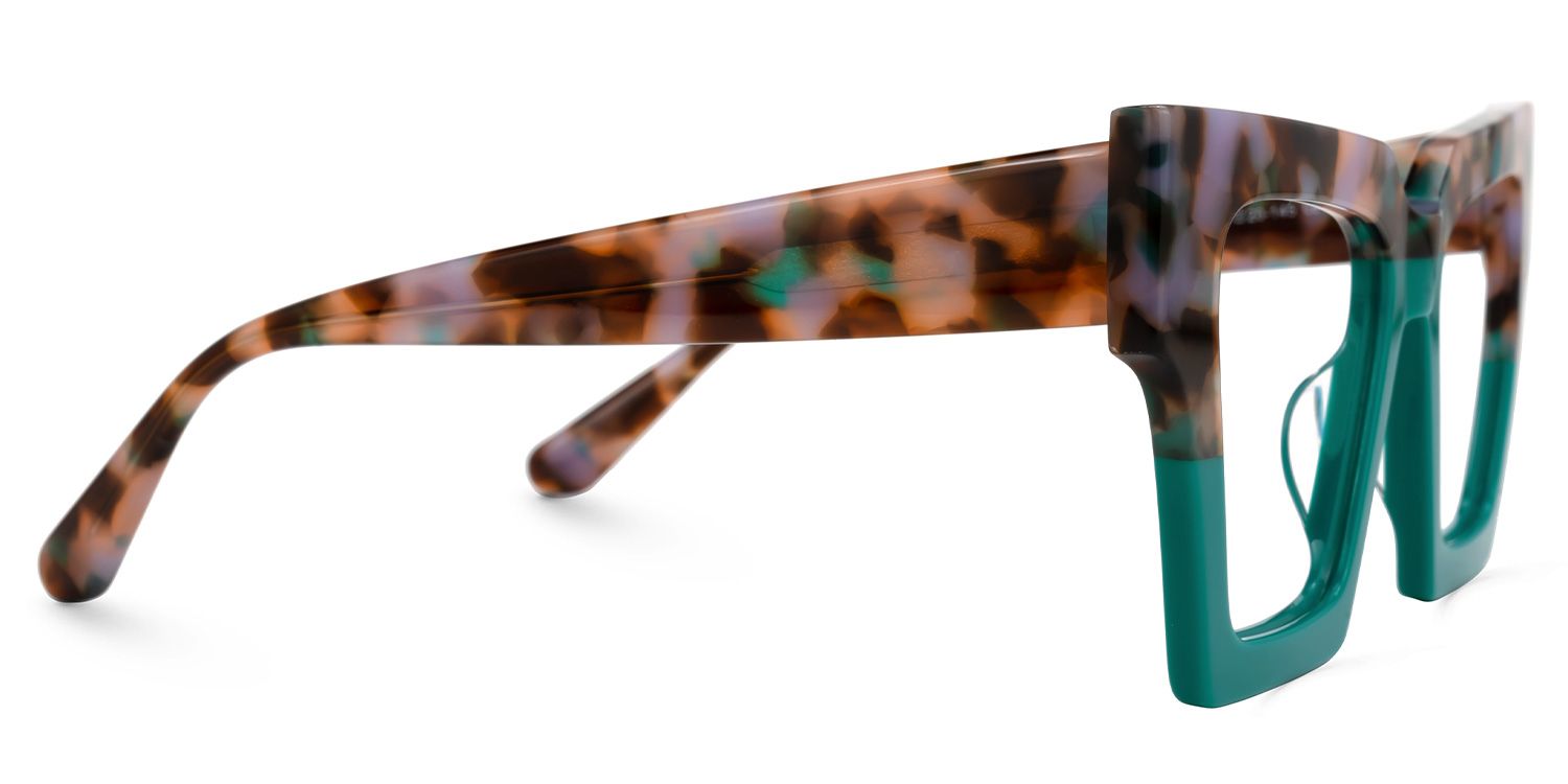 Eleora - Square Green/Floral Eyeglasses by Vooglam - Product View 4