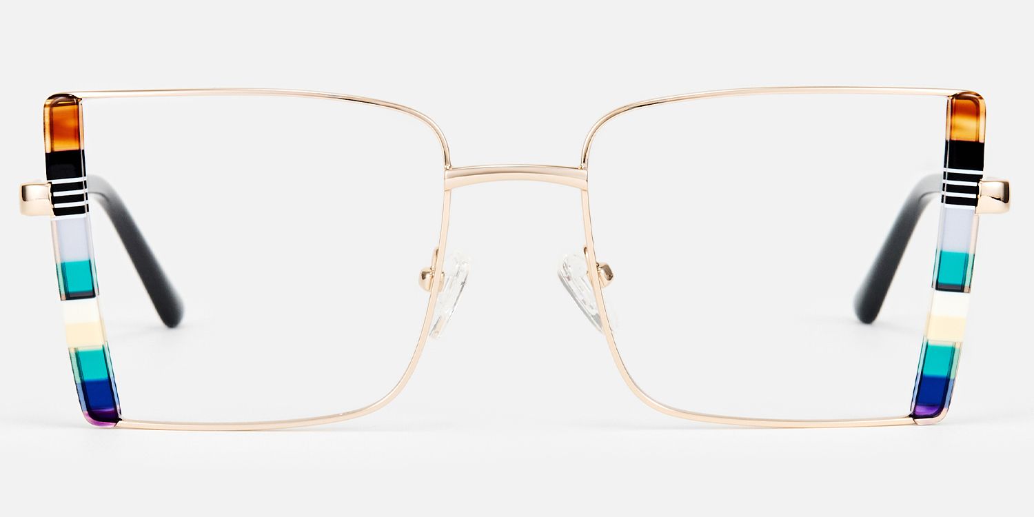 Denzel - Shop Gold Rims Bohemian Glasses Online | Vooglam Angle View