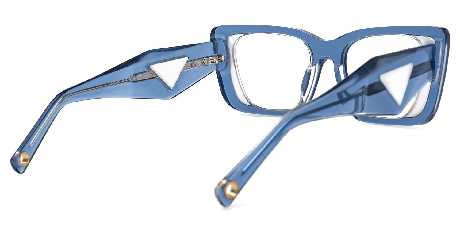 Emerens - Rectangle Blue Eyeglasses | Vooglam Side View
