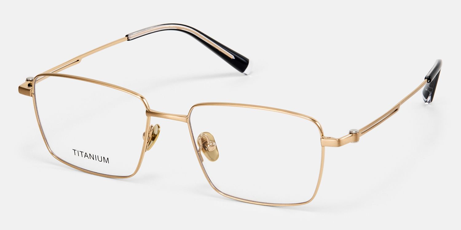 Mono - Rectangle Gold Eyeglasses | Vooglam Front View