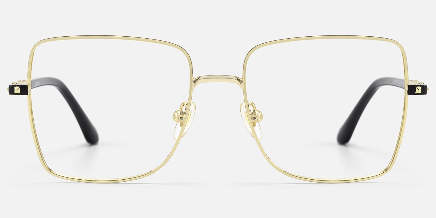Devereux - Ultra Light Square Gold Eyeglasses | Vooglam Angle View