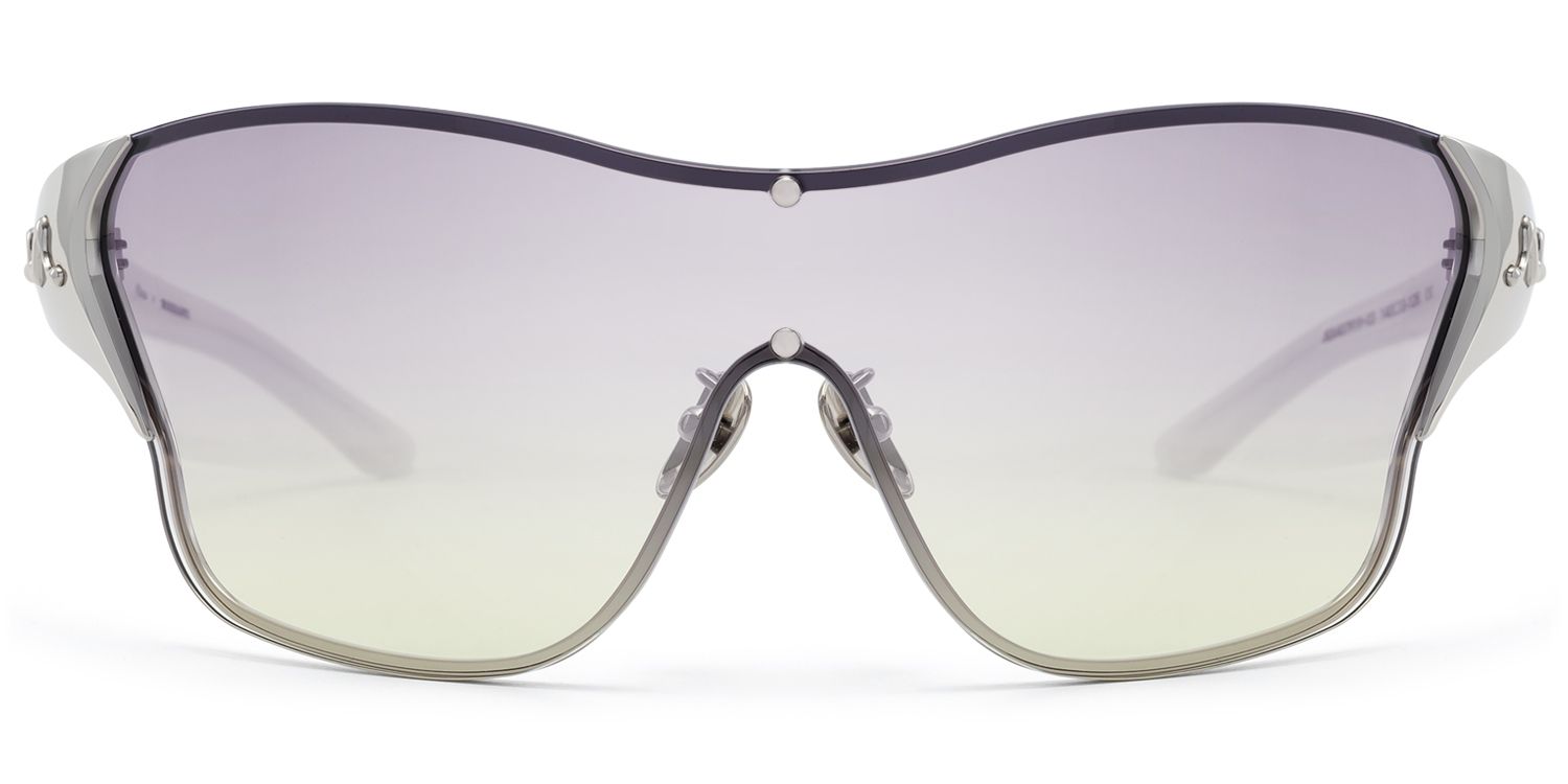Frame Size of Suzuka - Pearlescent White Fashion Shield Shades | Vooglam