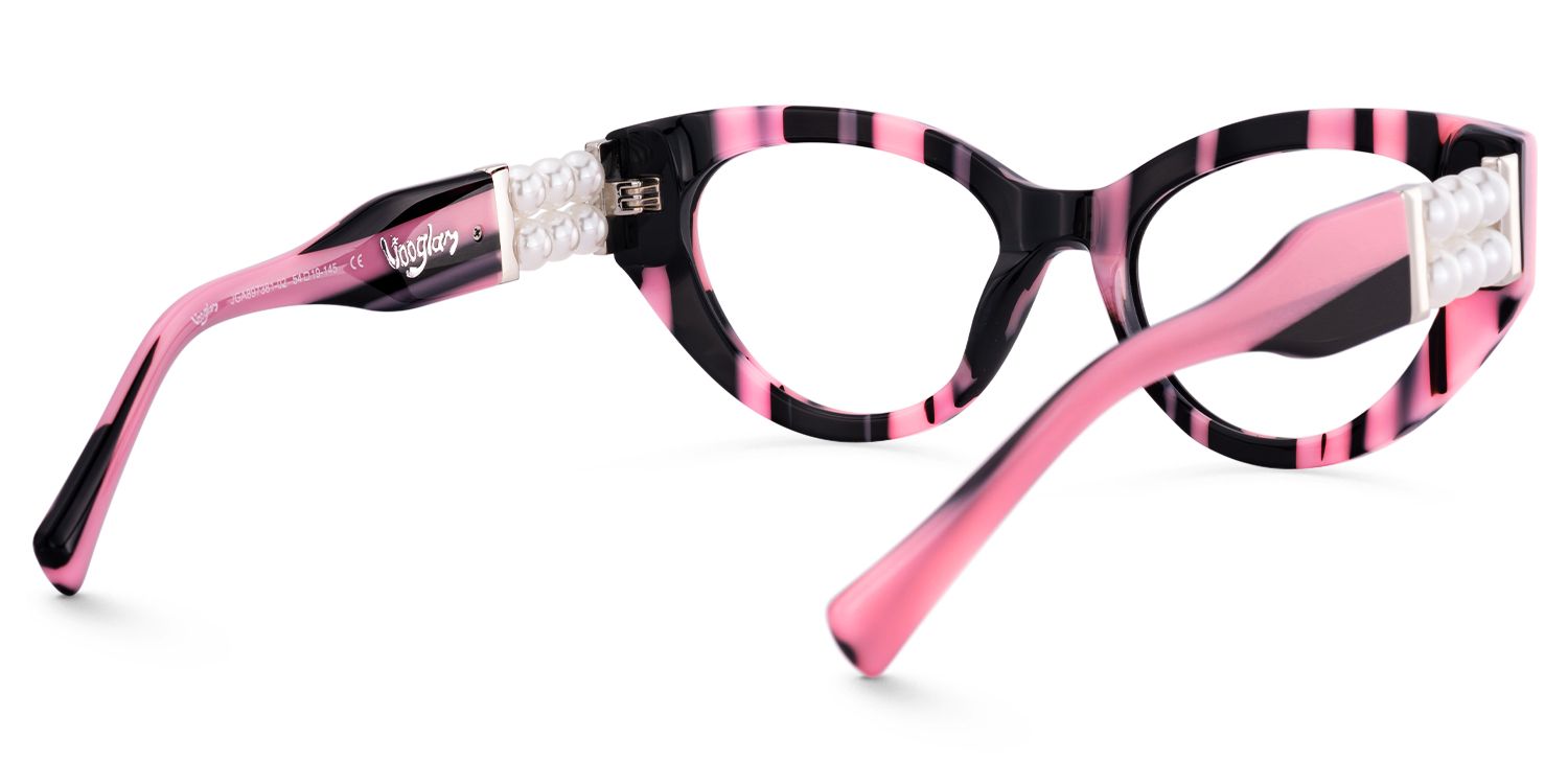 Sadah - Unique Pink-Zebra Pattern Cat Eye Glasses | Vooglam Side View