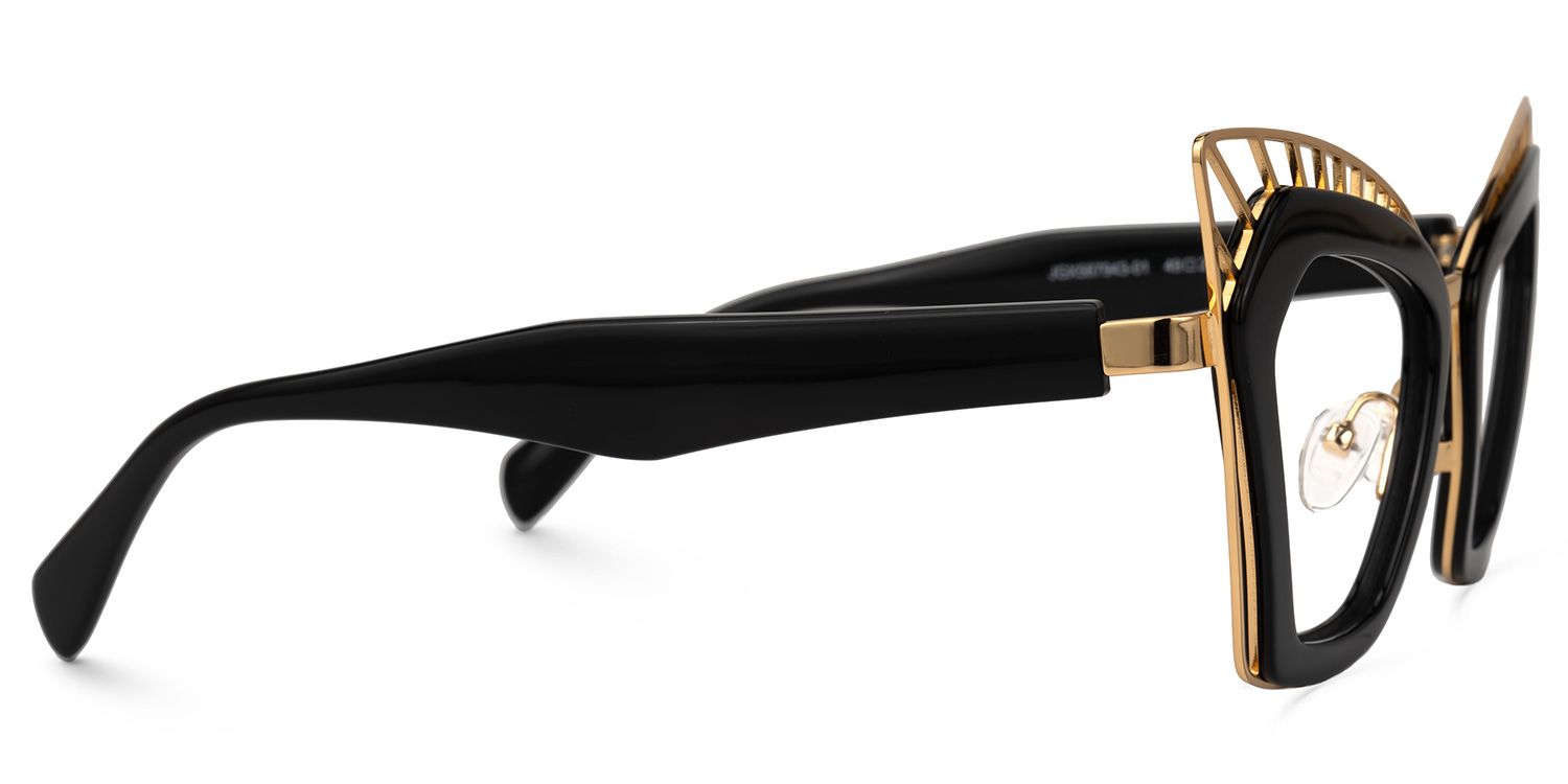 Deiter - Cat Eye Black/Gold Eyeglasses | Vooglam 4