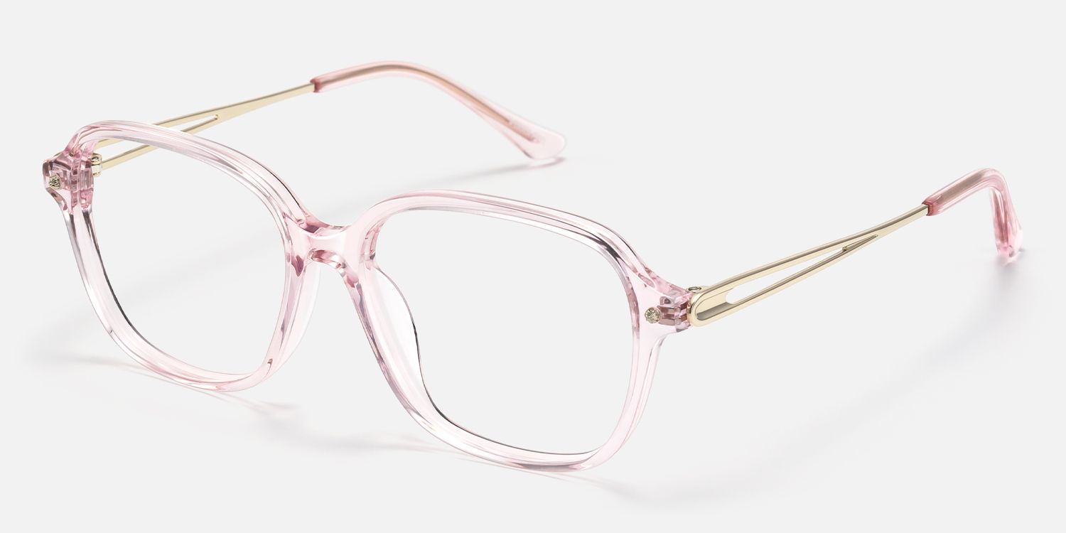 Odyssey - Square Pink Eyeglasses | Vooglam Front View